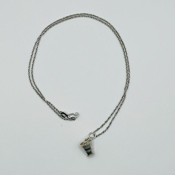 Sterling Silver Bucket Pail Pendant Necklace Rope Chain Charm Jewelry - Picture 1 of 5